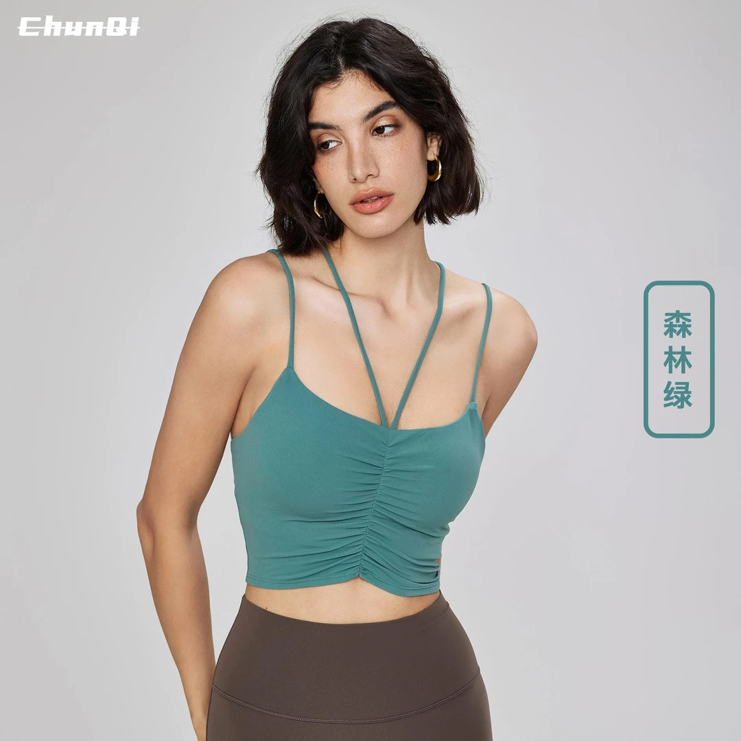 维多利亚瑜伽健身文胸背心式跑步运动防减震内衣交叉美背聚拢裸感