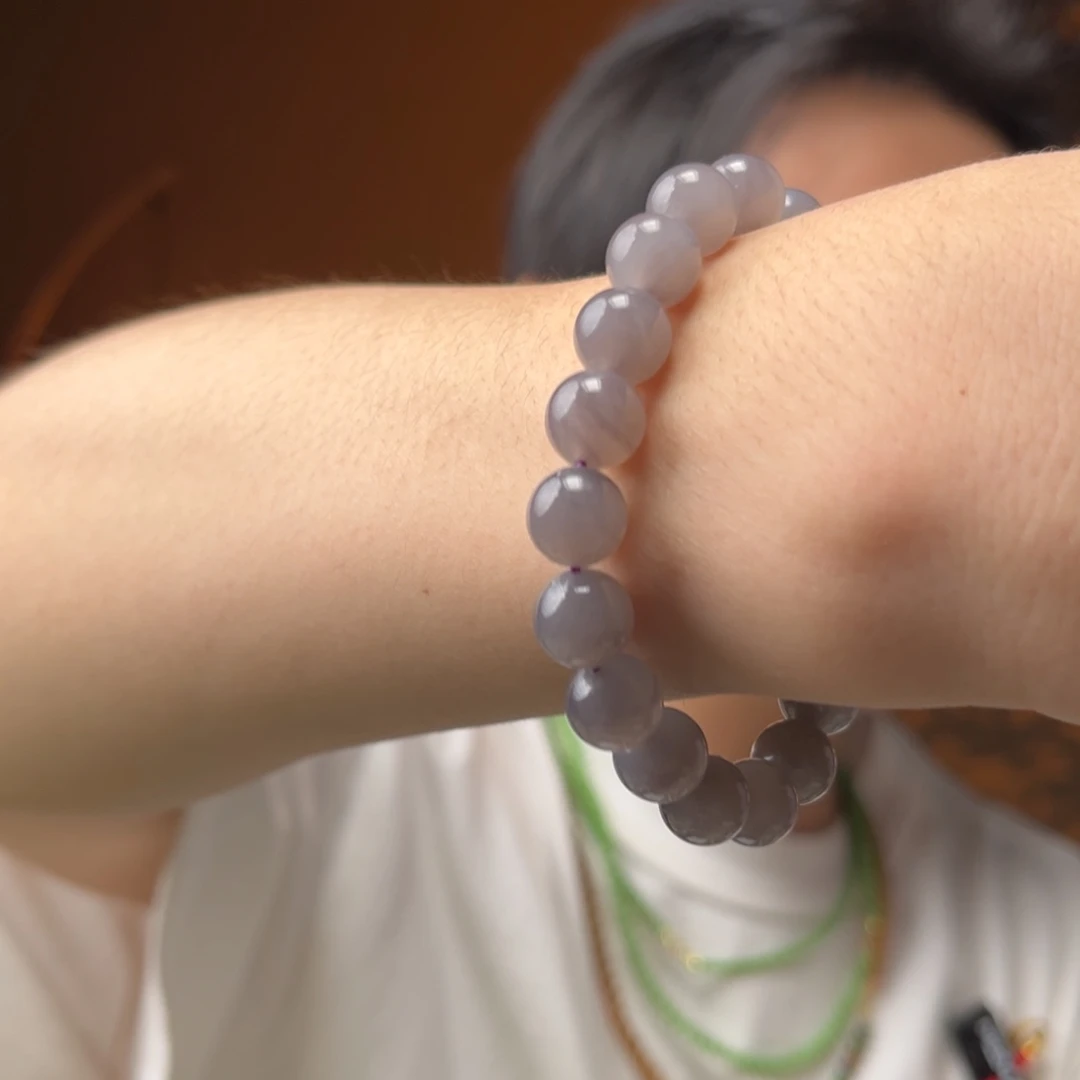 手串未镶嵌和田玉浓烟紫10mm660