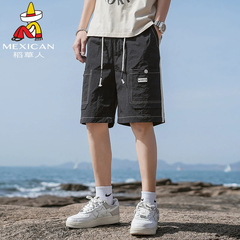 稻草人五分裤男款2025新款夏天速干透气工装短裤潮流百搭外穿中裤