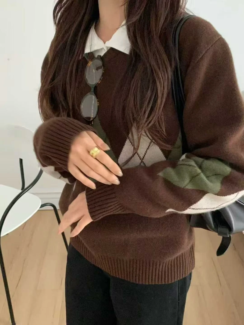 宽松型常规薄款秋冬长袖毛针织衫套纹高领针织衫