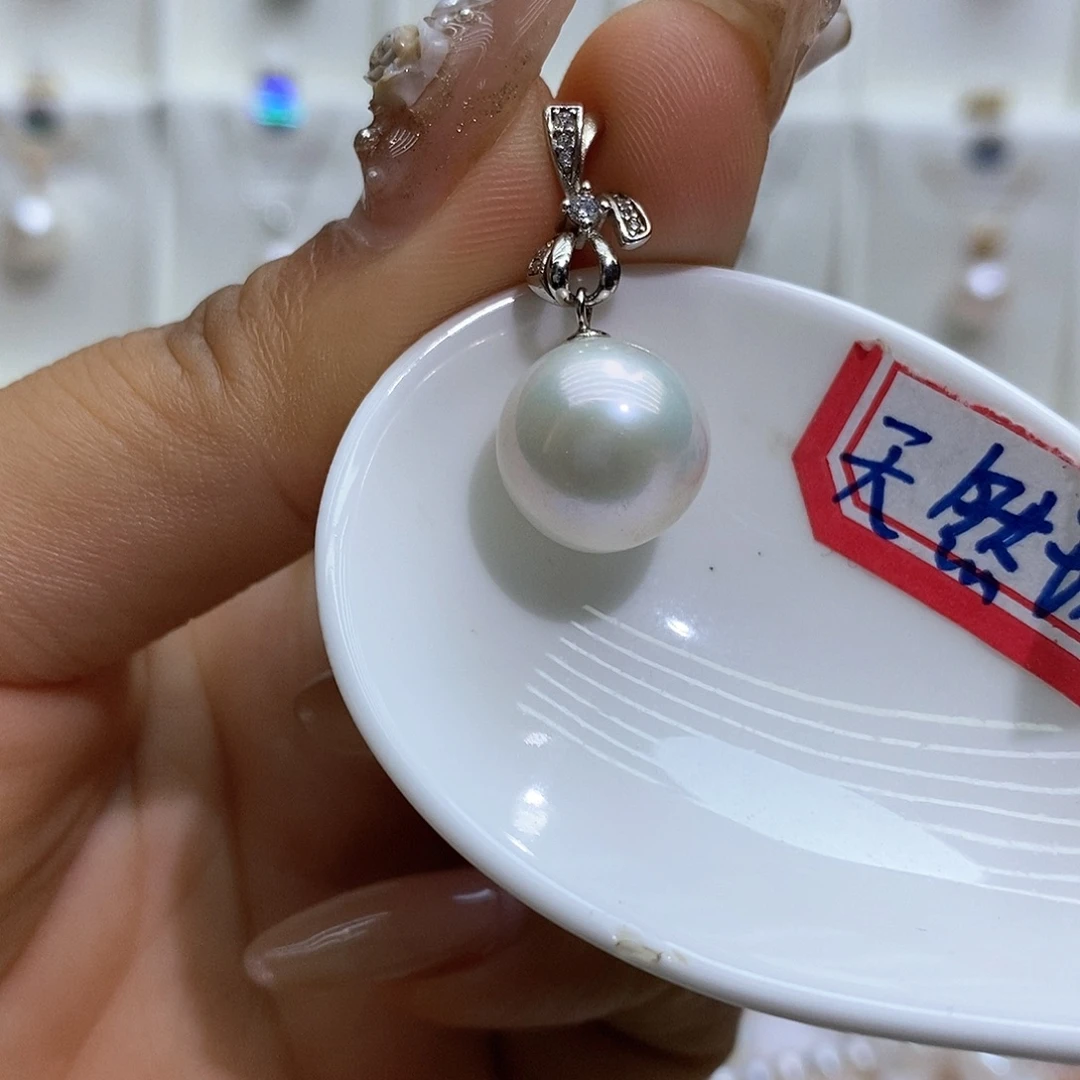 吊坠赠合金链条淡水珍珠银S925镶嵌13M