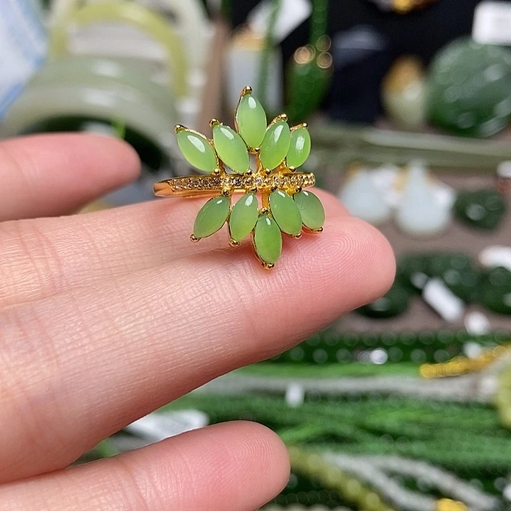 和田玉银S925镶嵌戒指