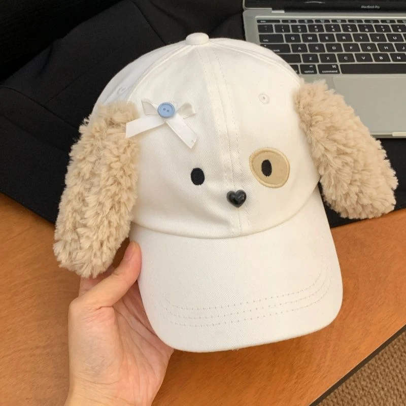 可爱卡通小狗遮阳空顶帽女夏季户外防紫外线防晒帽子显脸小棒球帽