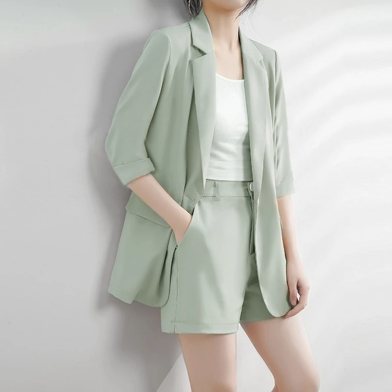 西服短裤套装女夏薄款高级感小个子夏季时尚小西装正装女