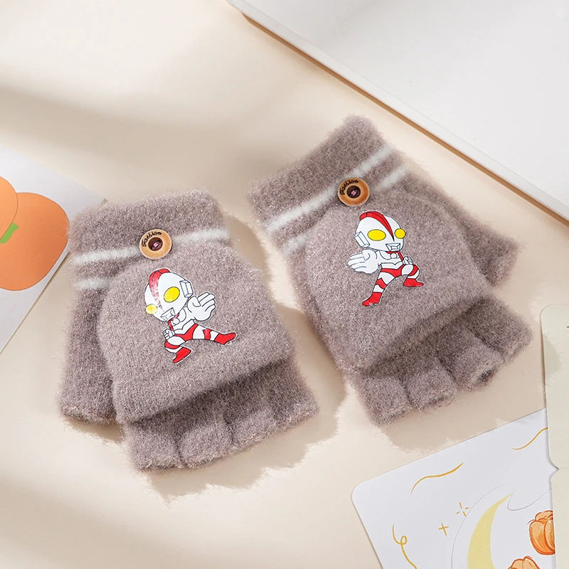 儿童手套冬季保暖男童写字五指小孩翻盖男孩小学生半指写作业幼儿