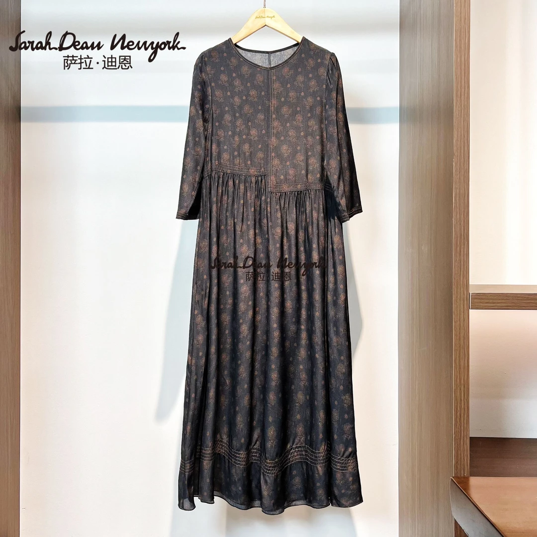 【萨拉迪恩】桑蚕丝时尚气质百搭优雅连衣裙