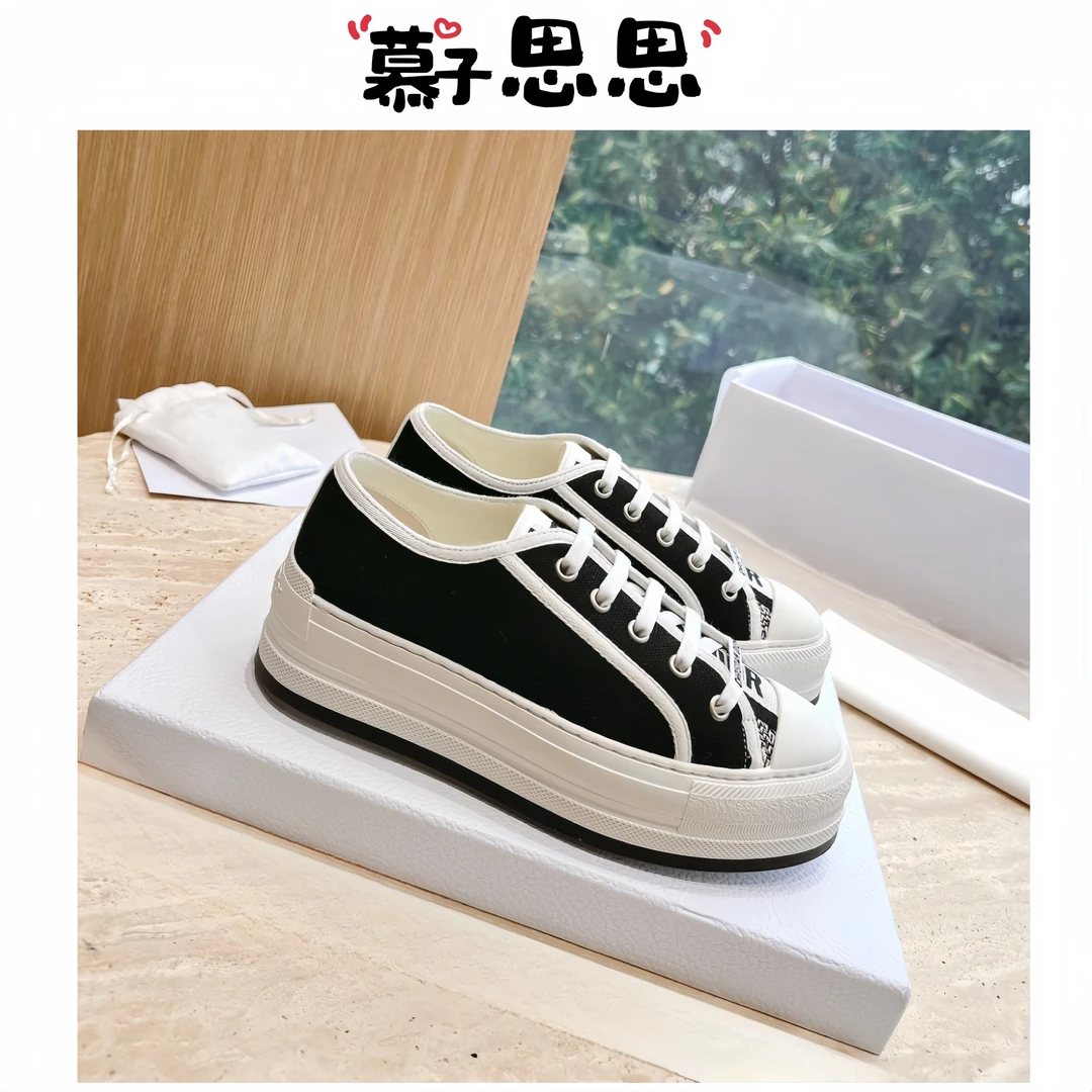 【慕子思思】刺绣厚底帆布鞋