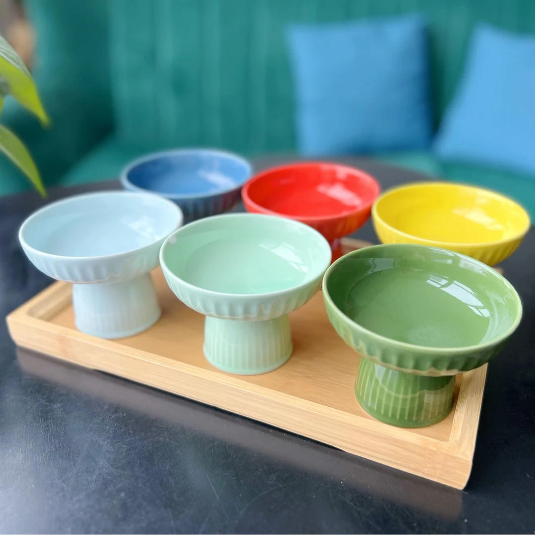 创意高脚点心盘围炉煮茶小吃盘高颜值水果盘酒店甜品摆盘托盘圆盘