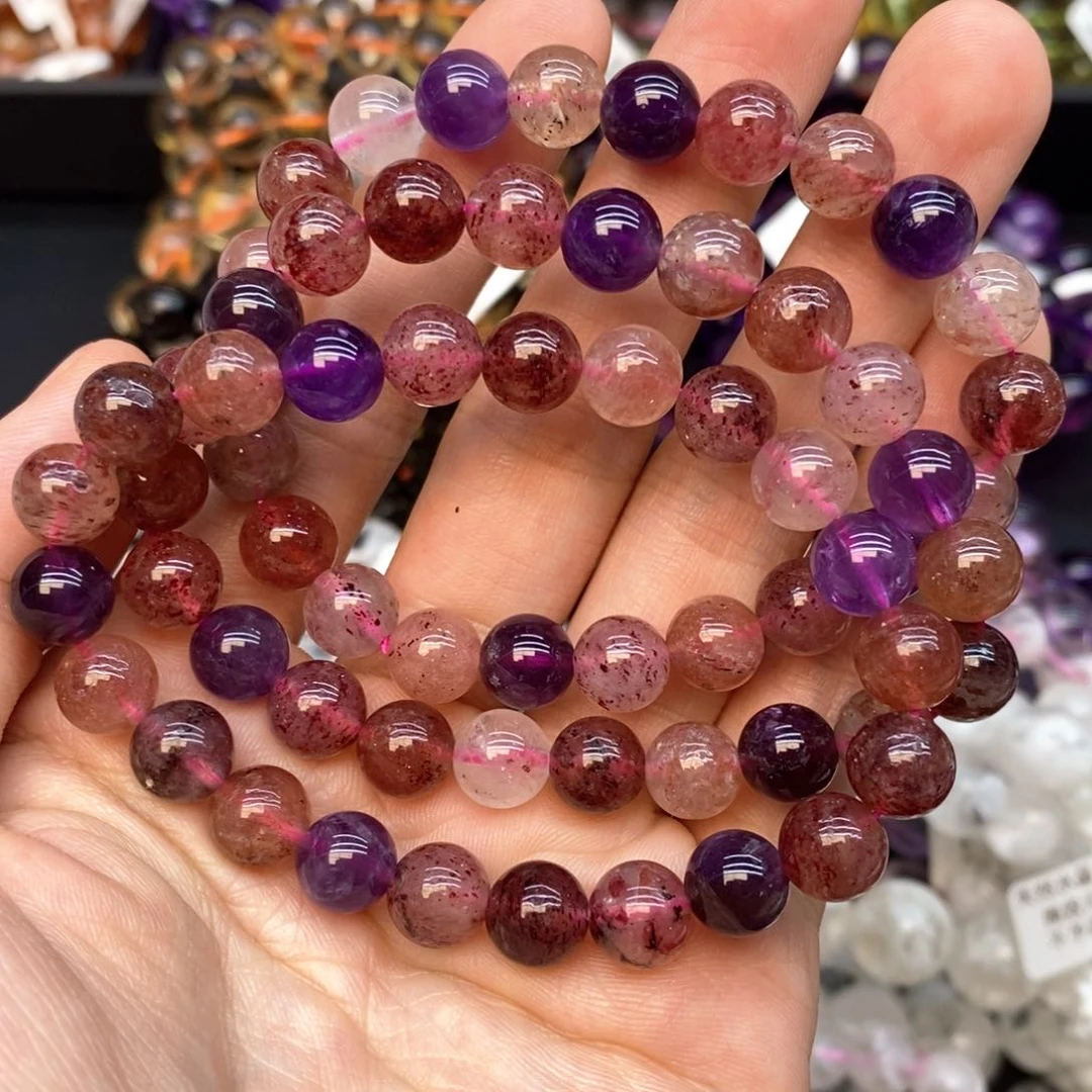 水晶手串未镶嵌2极光草莓8mm