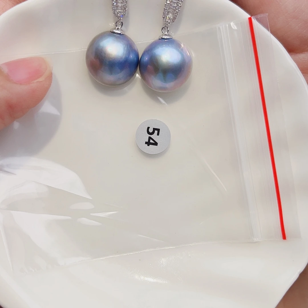 耳饰银S925镶嵌拼合珍珠（马贝珠）