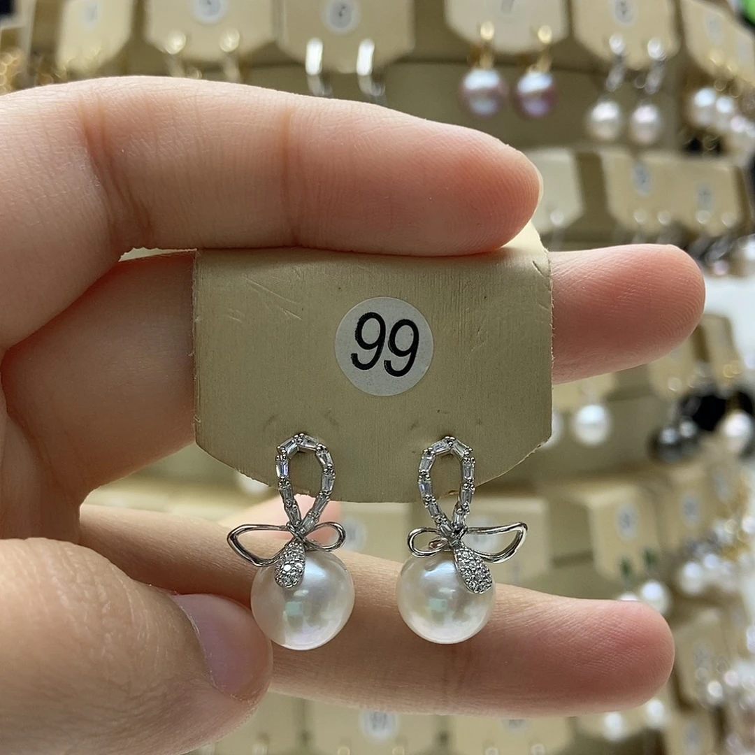 淡水珍珠耳饰银S925镶嵌10