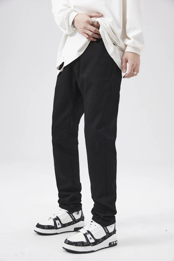 秋冬款小脚纯黑色修身弹力百搭男士牛仔裤男裤裤子