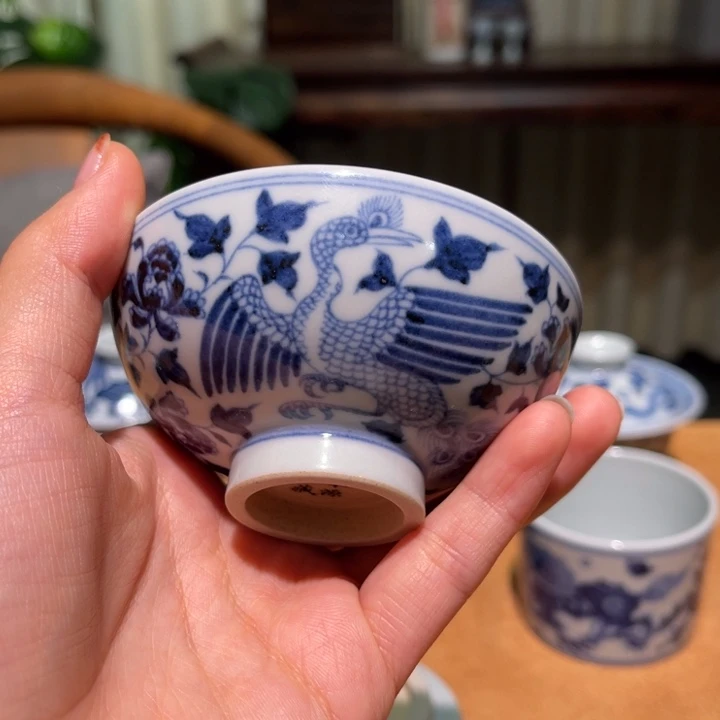浣溪龙窑本源珍藏 凤穿牡丹小碗杯