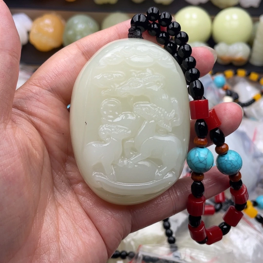 石材莫*天然古青手把件