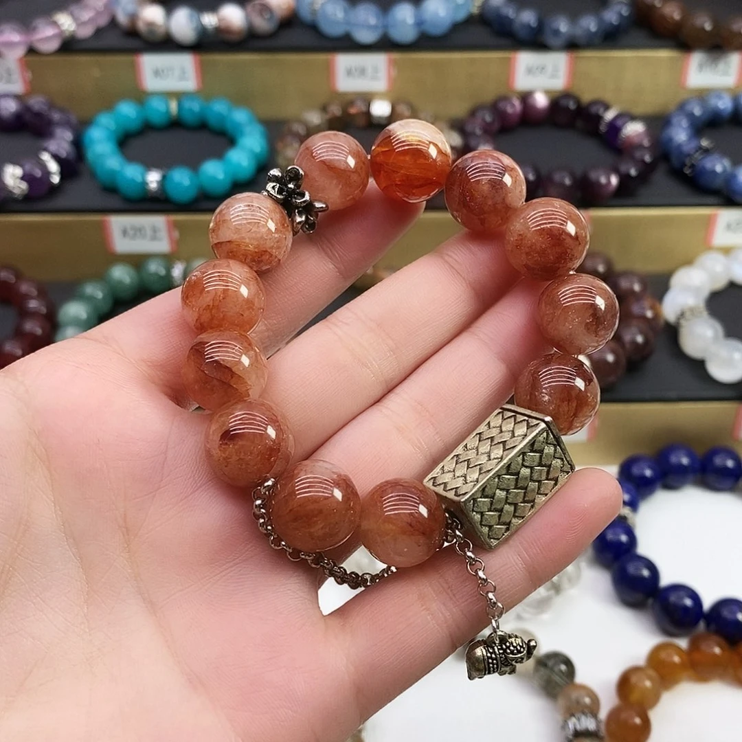 水晶未镶嵌手链红胶花