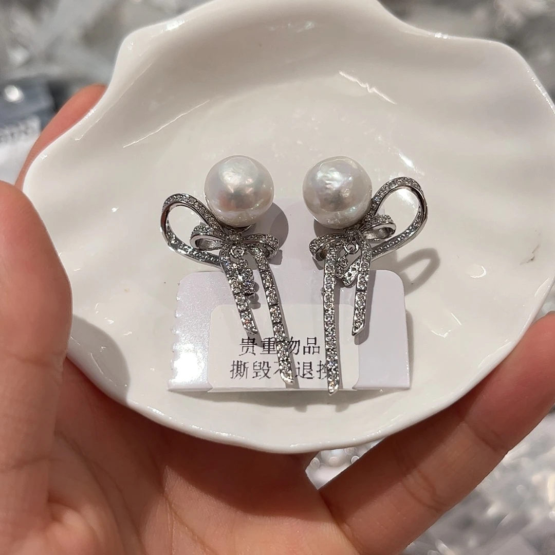 合金淡水珍珠耳饰