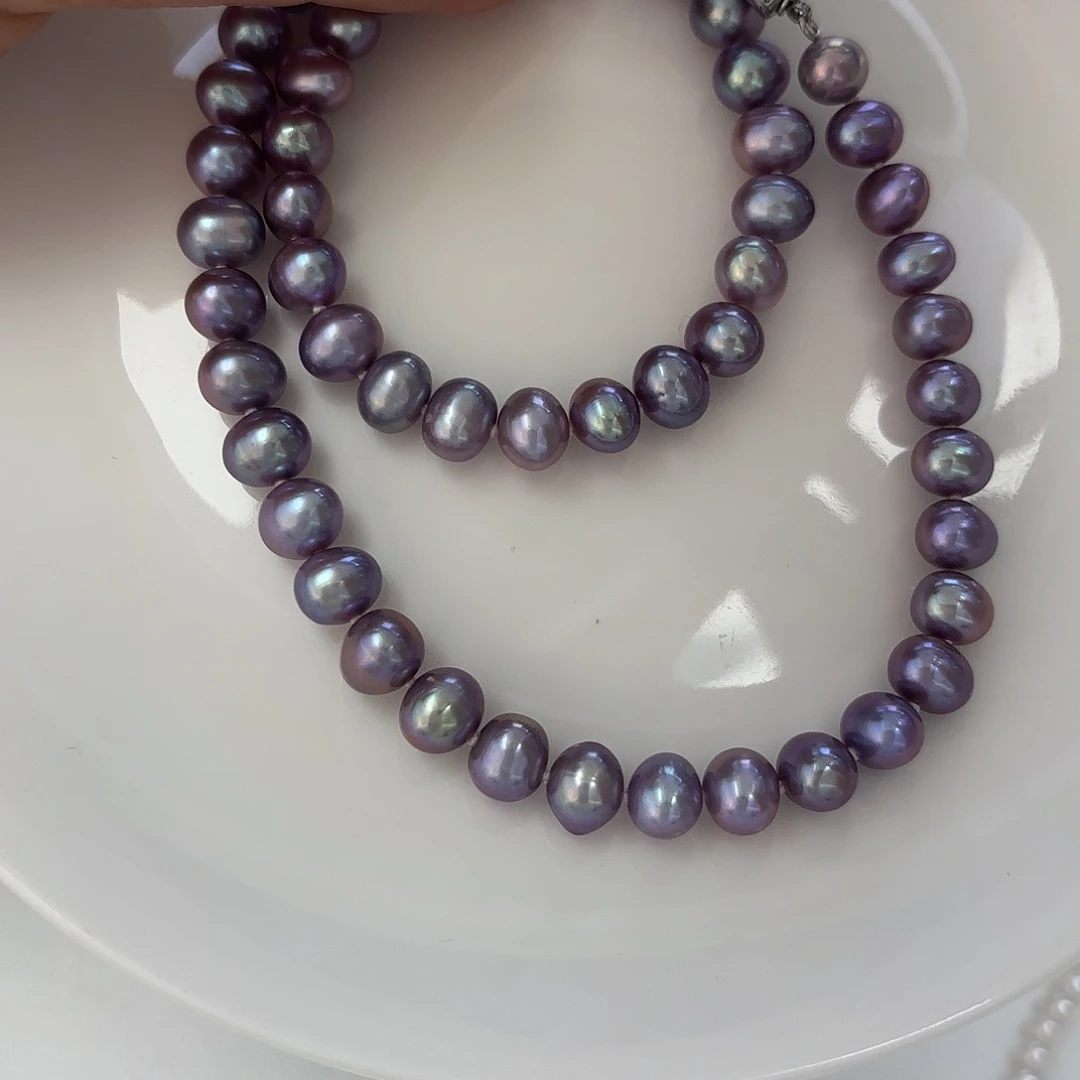 颈饰淡水珍珠银S925镶嵌无核7-9mm