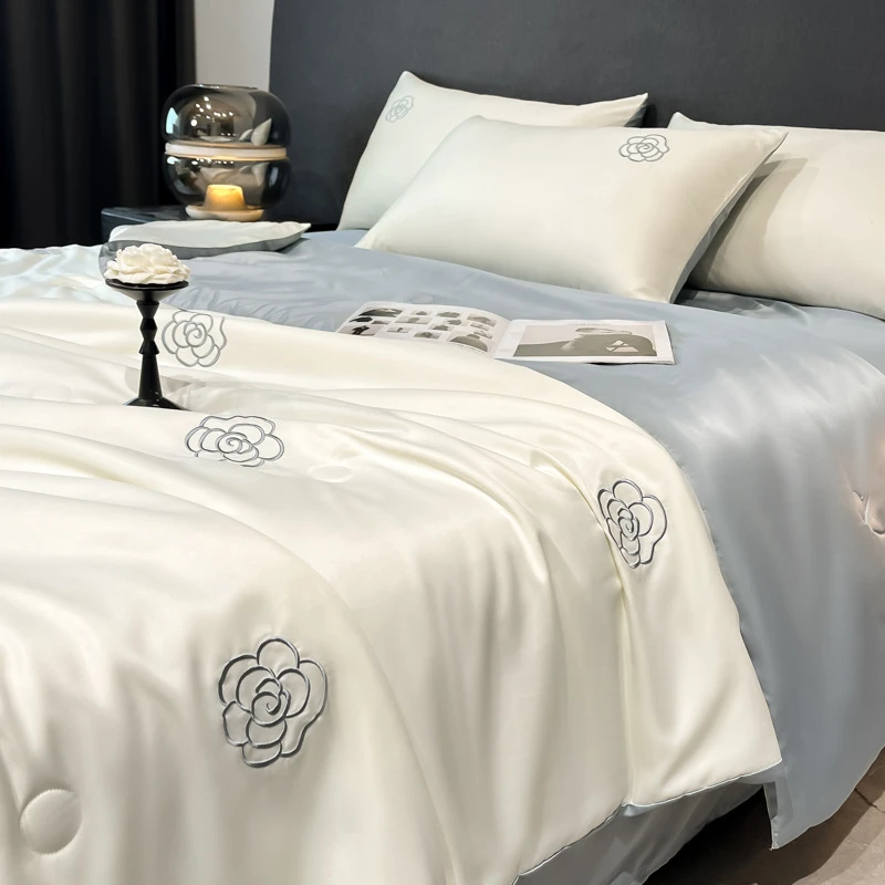 【升级夏凉被四件套】A类可机洗凉感丝夏凉被四件套亲肤透气空调被