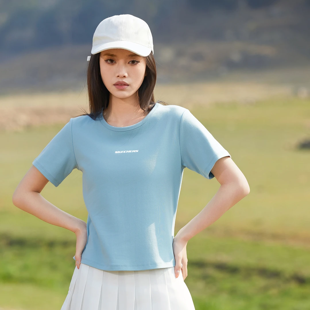 SKECHERS/斯凯奇女士夏季纯色款T恤短袖运动女生韩系ins衣服U264