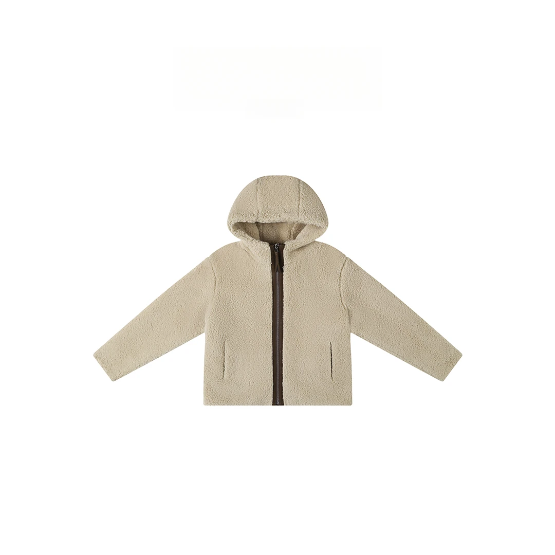 秋冬连帽保暖拼色拉链摇粒绒感外套 638