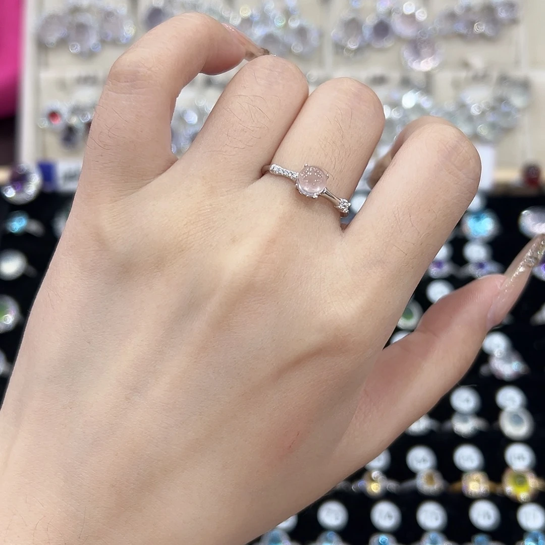 π***1银S925镶嵌戒指芙蓉石