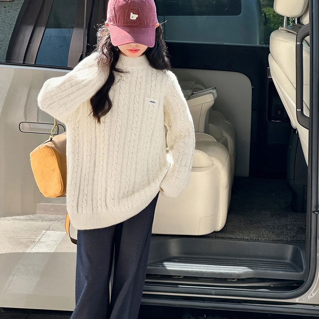 25MY070女大童加厚毛衣冬款2025新款洋气女孩冬季洋气针织衫