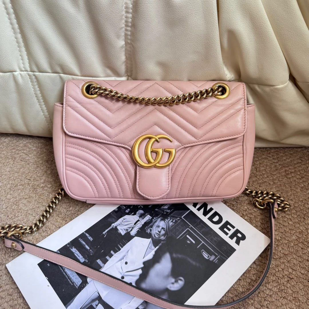 95新 GUCCI/古驰 粉金 牛皮 马蒙26/631441094