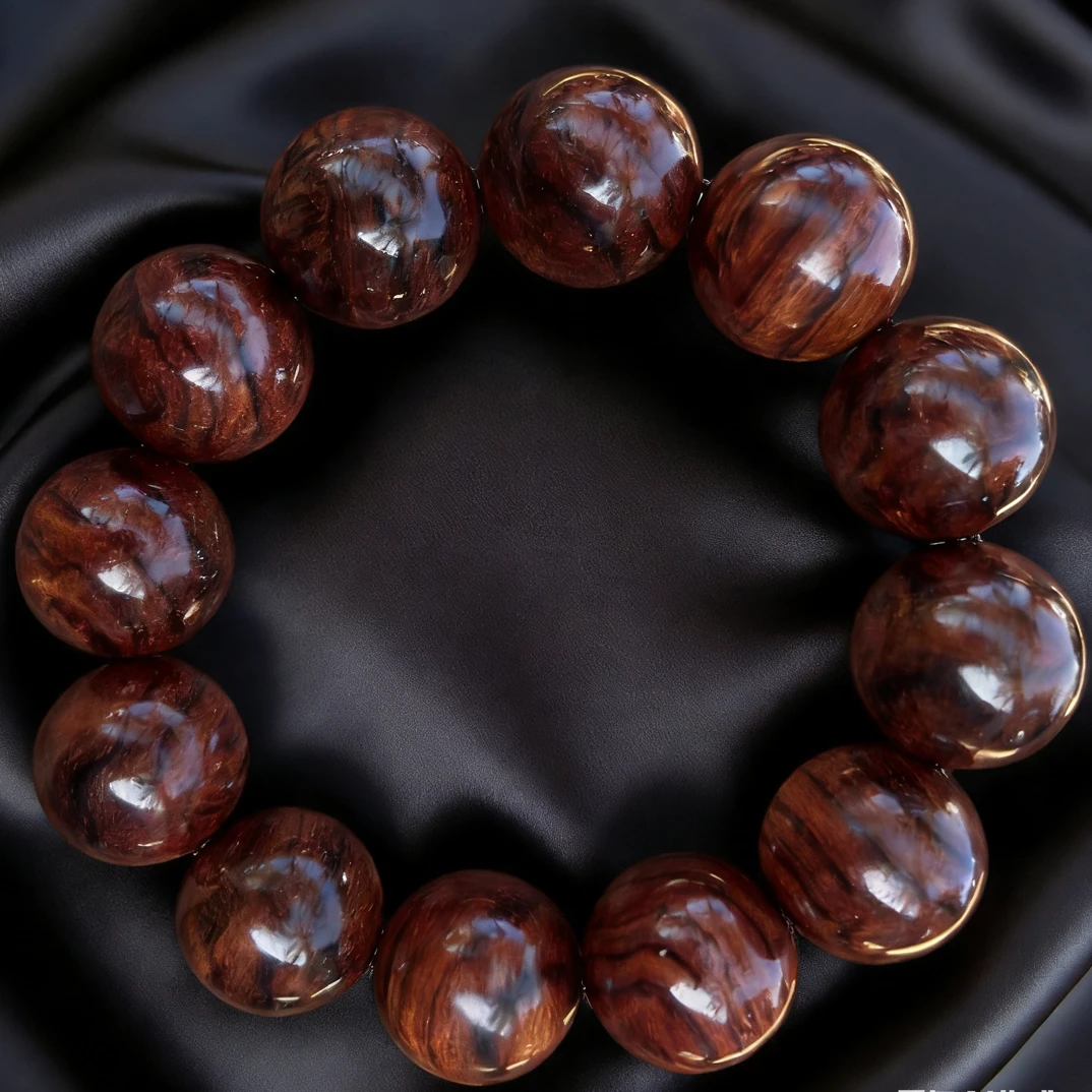 海南黄花梨20mm山水虎皮纹手串多样发一