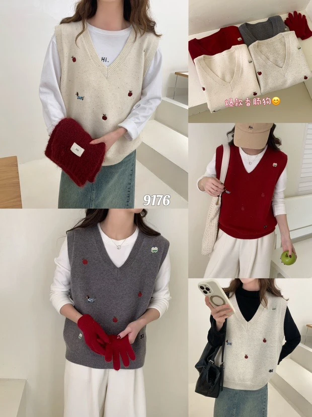 9176春季新款花纱刺绣图案马甲