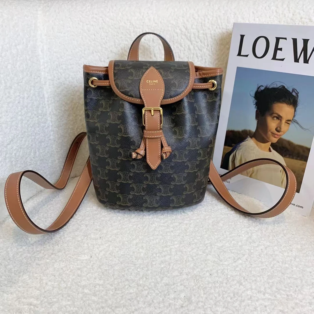 99新 Celine/思琳 壹臻/老花凯旋门mini双肩包 87038425