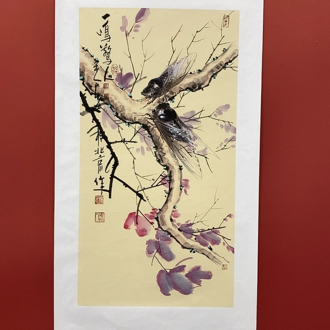 国画柳平三尺双蝉100*50精品佳作