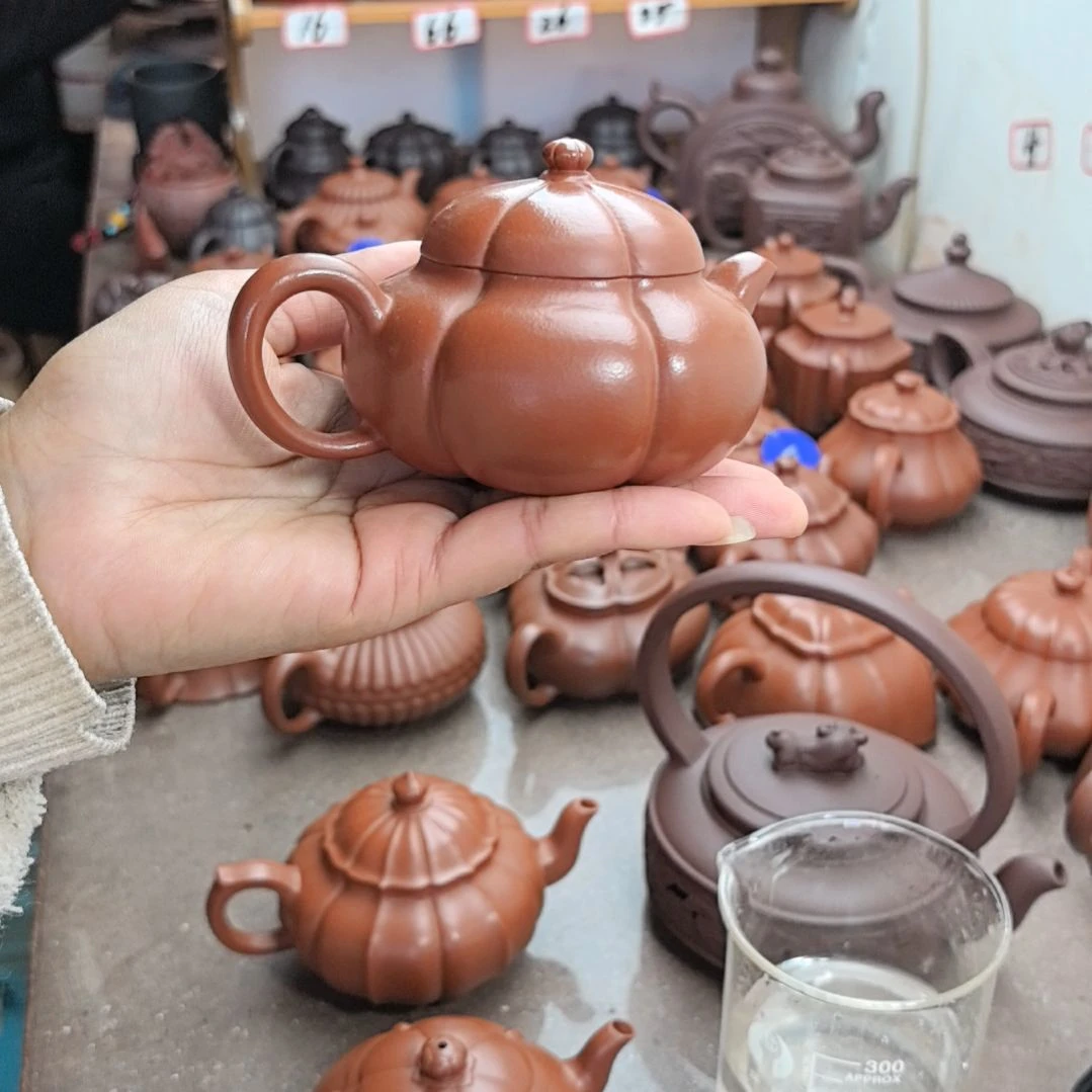 冰***李茶壶紫砂朱泥筋纹文旦160cc