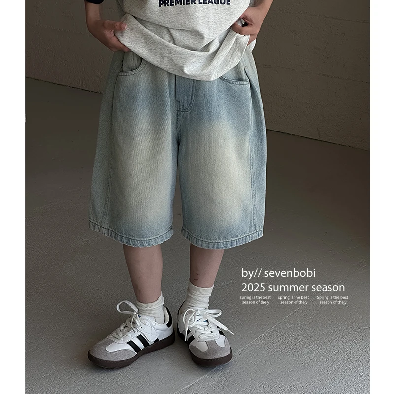 【现货】男童牛仔短裤2025夏季新款中大童夏款男孩五分裤夏装裤子