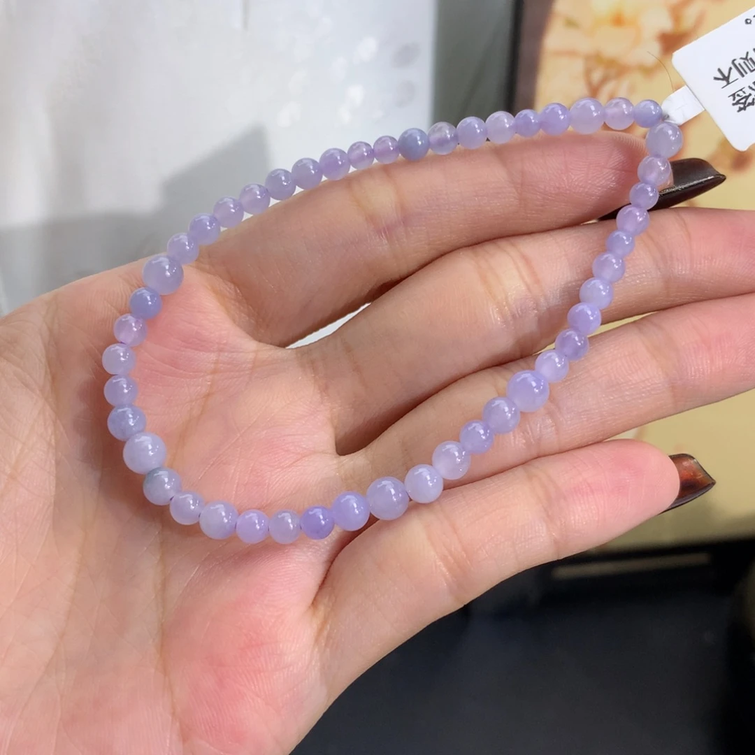 翡翠未镶嵌手串卡3.3-4.9冰胶紫手串