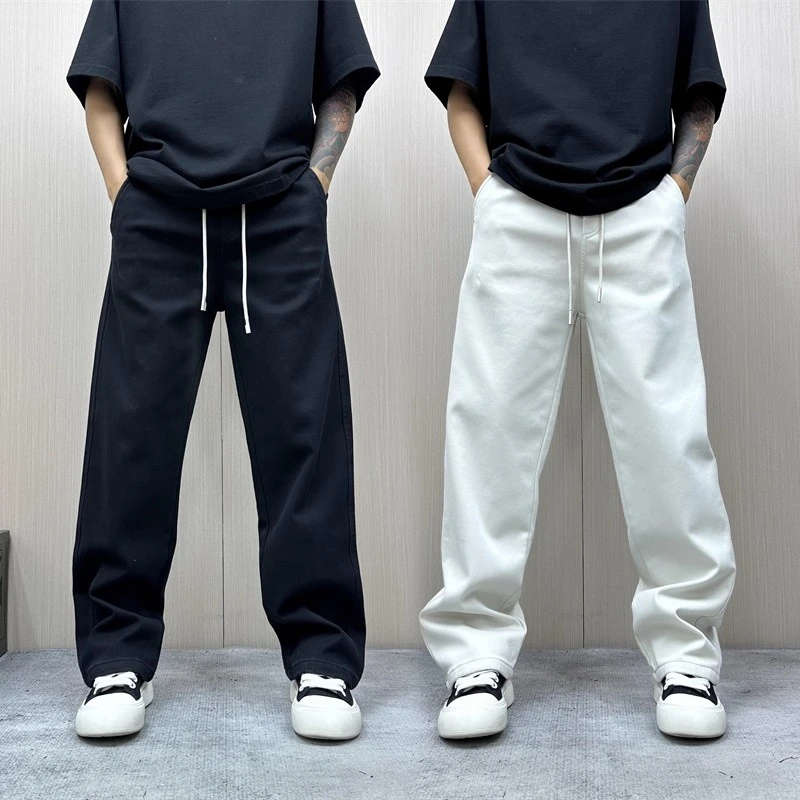 VALVOELITE冬季男士加绒百搭立体剪裁系带裤潮流时尚纯色休闲裤