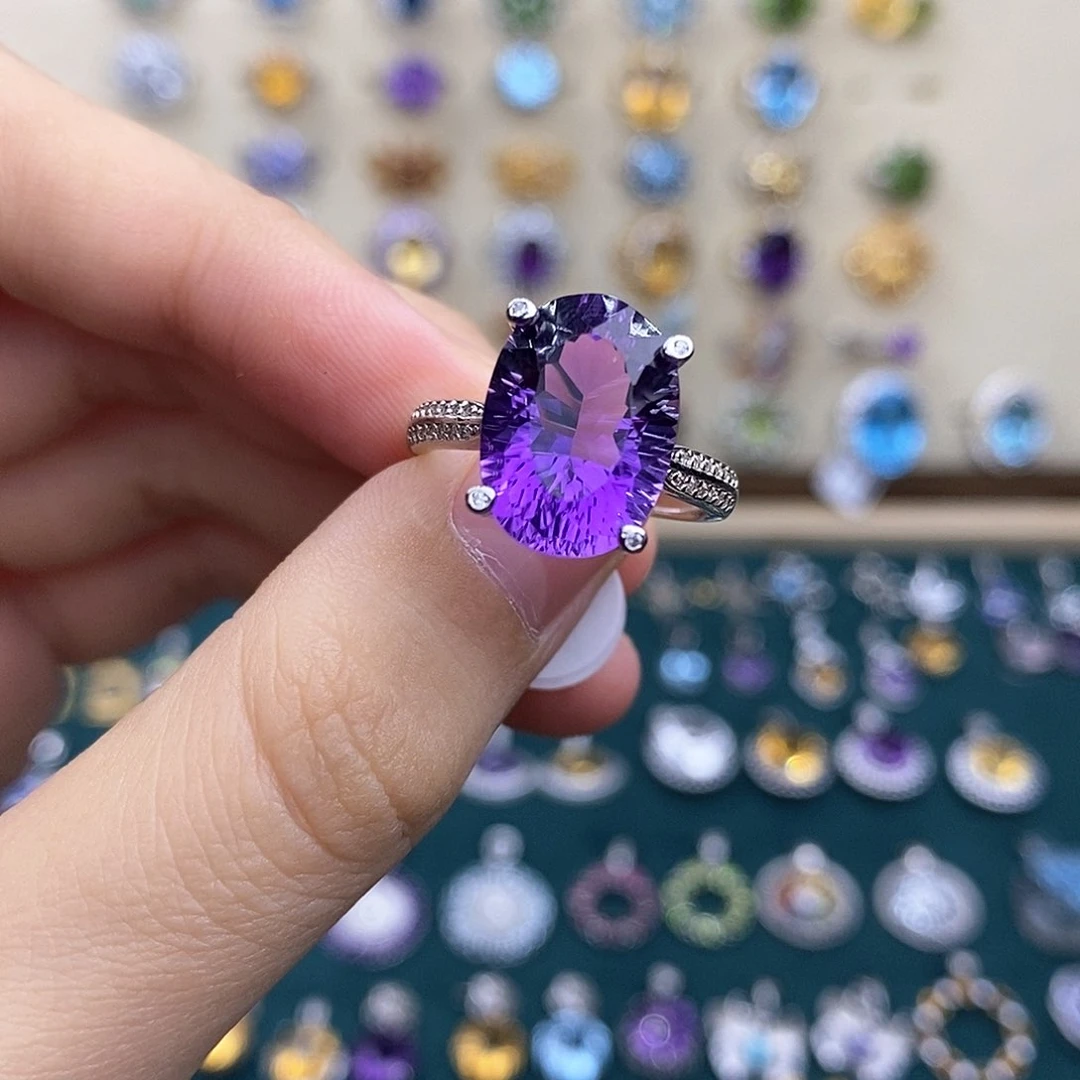 银S925镶嵌戒指紫晶（一物一证）