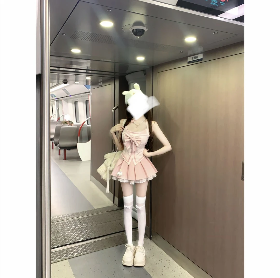 上学记 夏季甜美公主风小众设计感减龄可爱上衣显瘦半裙套装