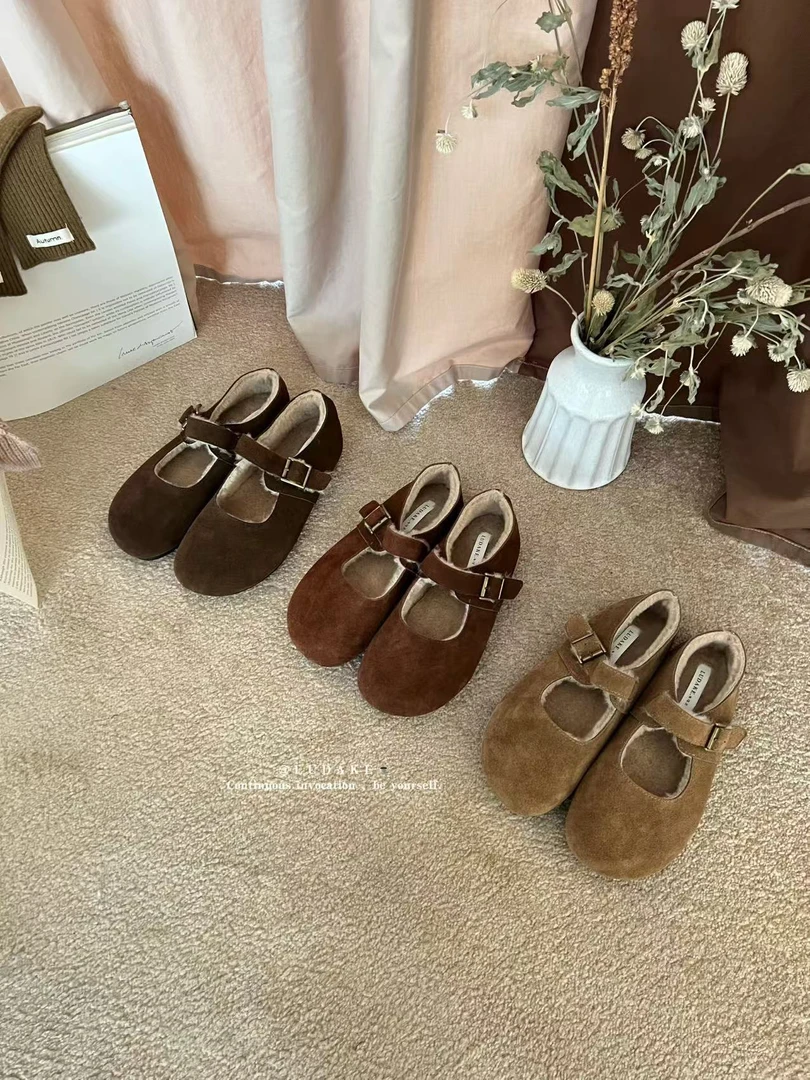 福秒 加绒的！真皮玛丽亚加绒博肯鞋（XZ2558#）爱唯依