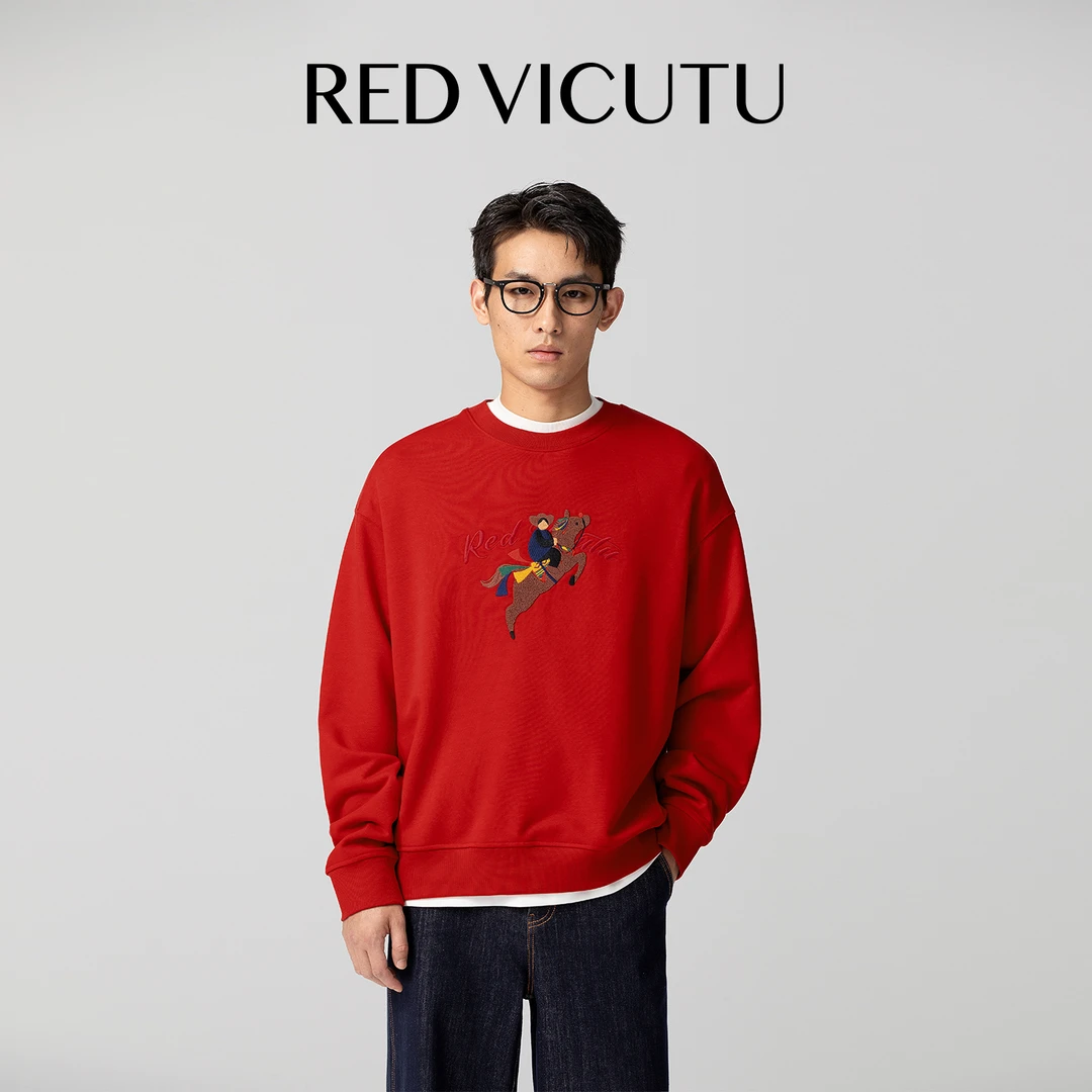 【马上行系列】RED VICUTU威可多马年限定长袖T恤舒适亲肤红色卫衣