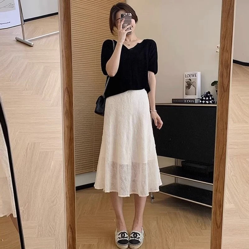 法式鱼尾裙女夏季薄款新款梨形身材显瘦气质设计感中长款半身裙子
