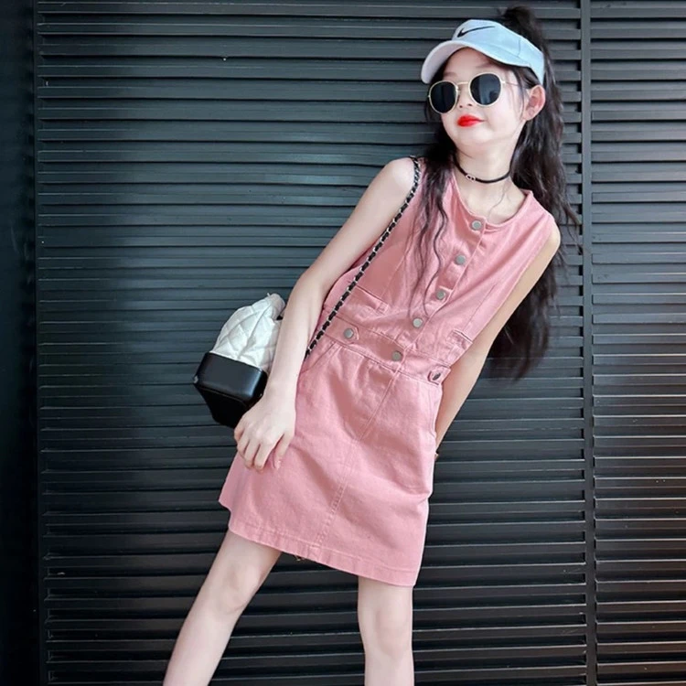 女童连衣裙夏2025新款女大童夏季洋气牛仔裙儿童夏装网红炸街裙子