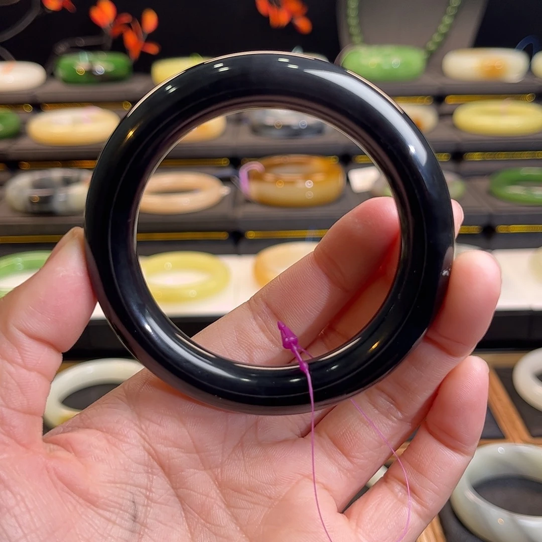 和田玉未镶嵌手镯满色 高级 稀缺帝王紫