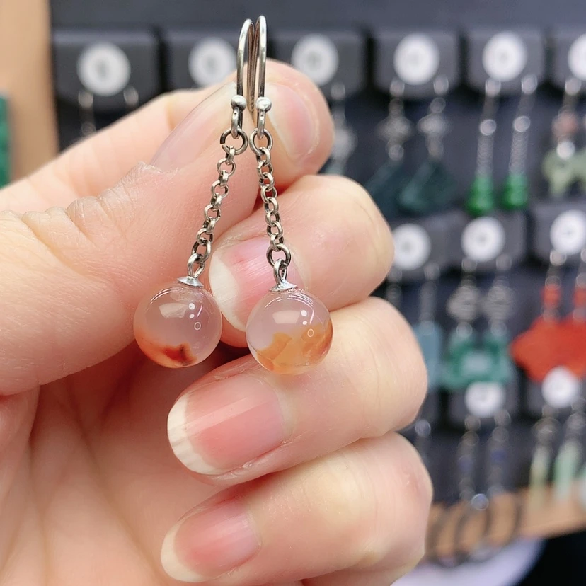 【闪购商品】南红玛瑙耳饰银S925镶嵌精美