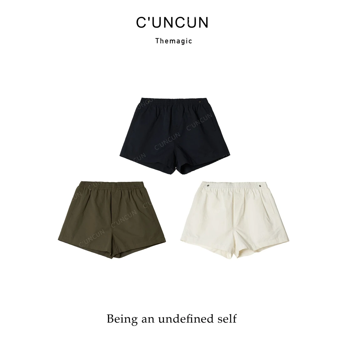 【村村CUNCUN】2025夏季新款~韩范松紧腰百搭净版简约直筒休闲短裤