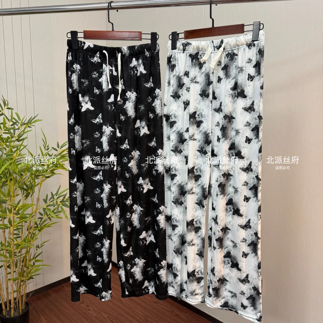 【水墨蝴蝶凉凉裤】水墨风格新中式凉凉裤宽松直筒裤弹力腰夏季新款