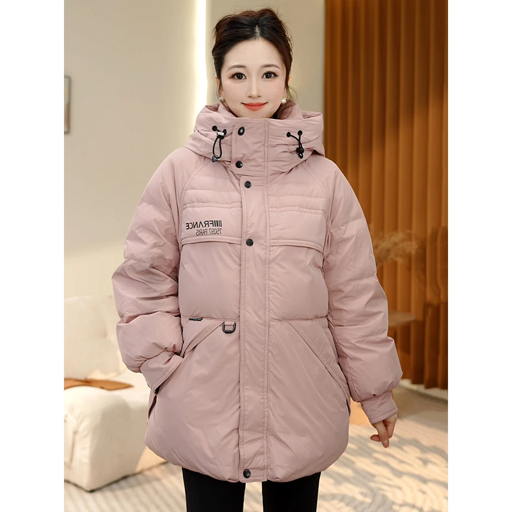 9019中长款羽绒服女款新款冬季2025年正品洋气白鸭绒加厚冬装外套