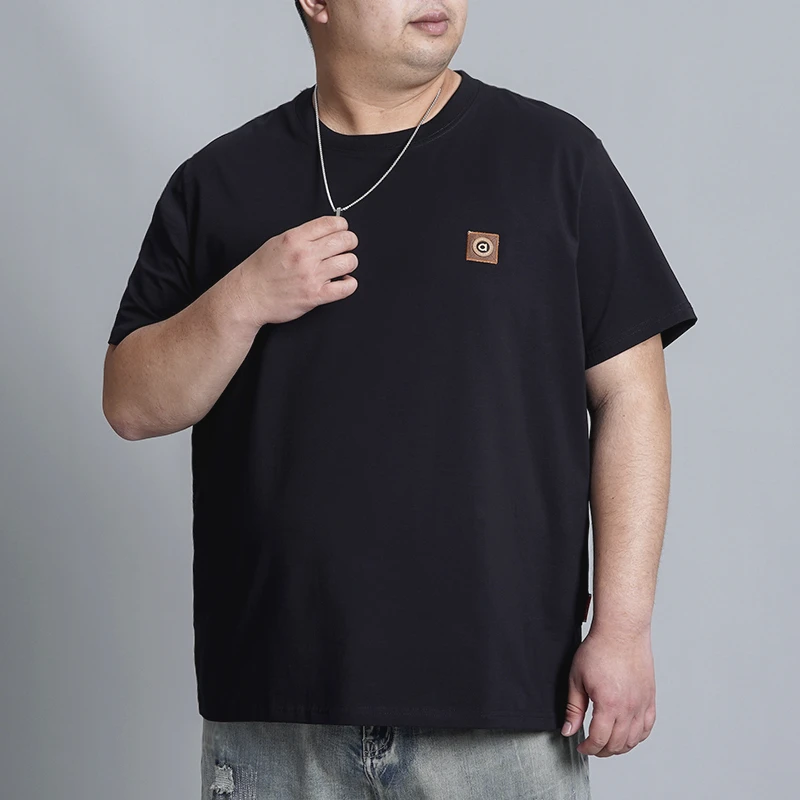 LIUGEJIA/六个加圆领潮牌大码男士男装短袖T恤夏季贴绣T176018