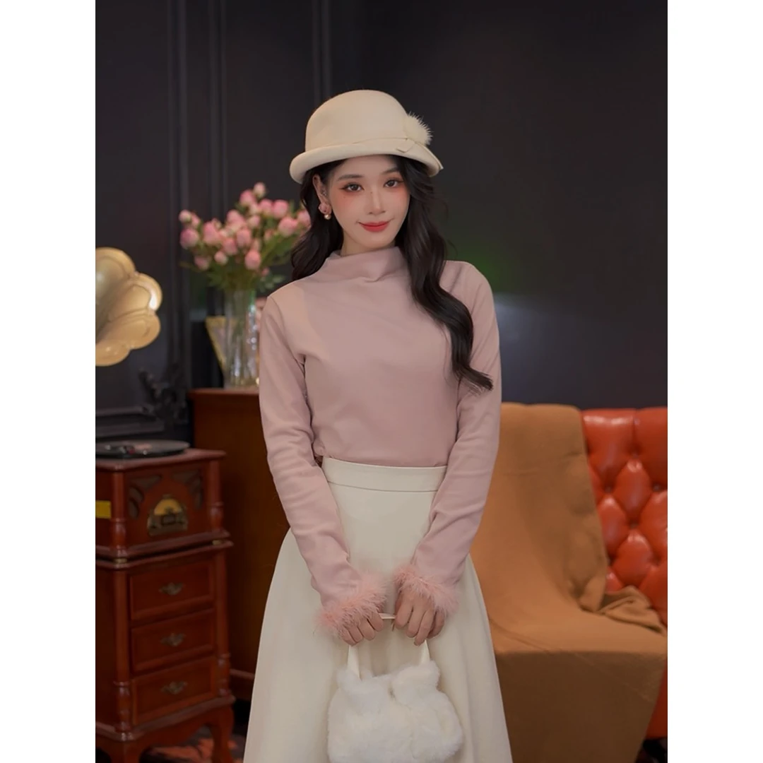 婉儿  25年宽松显瘦简约纯色长袖上衣打底衫#K10173