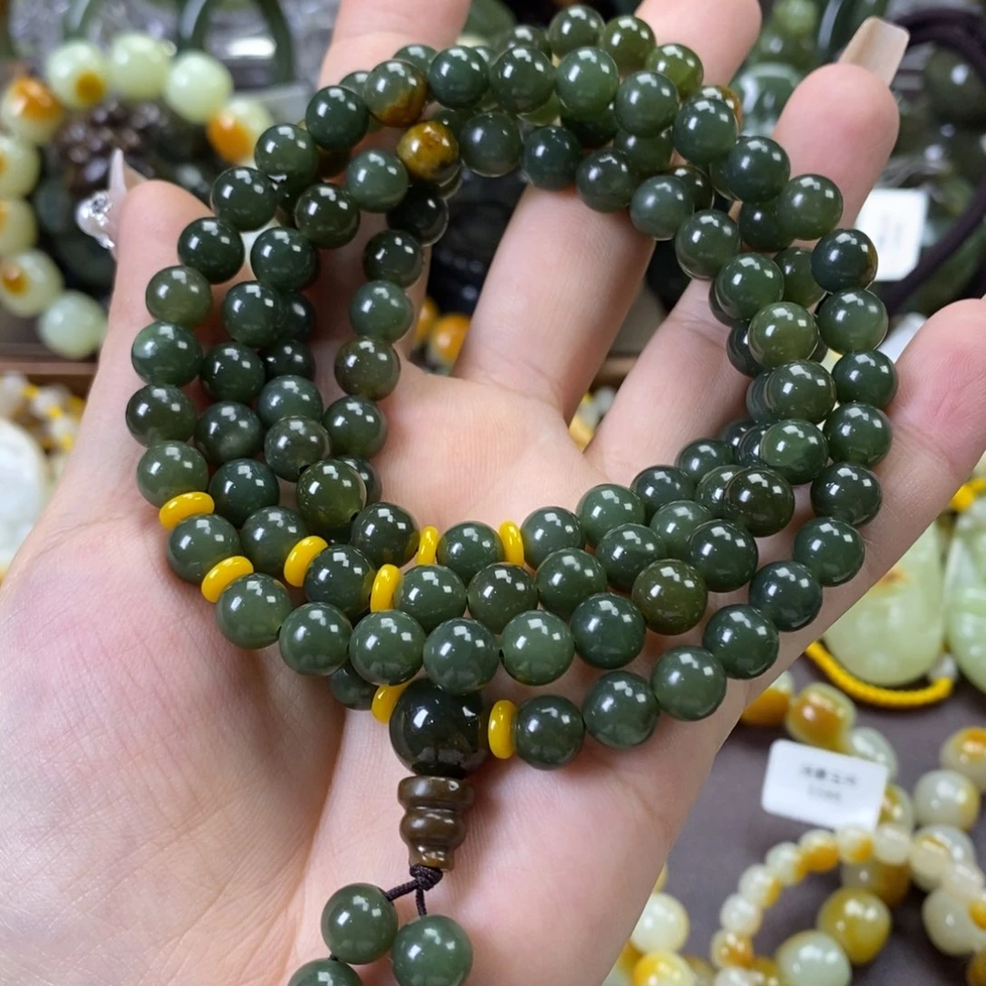 手串未镶嵌透闪石质玉108粒卡8