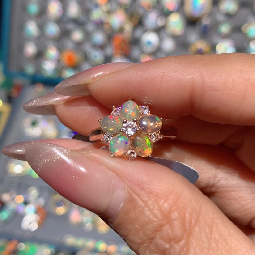 欧泊福利戒指银S925镶嵌